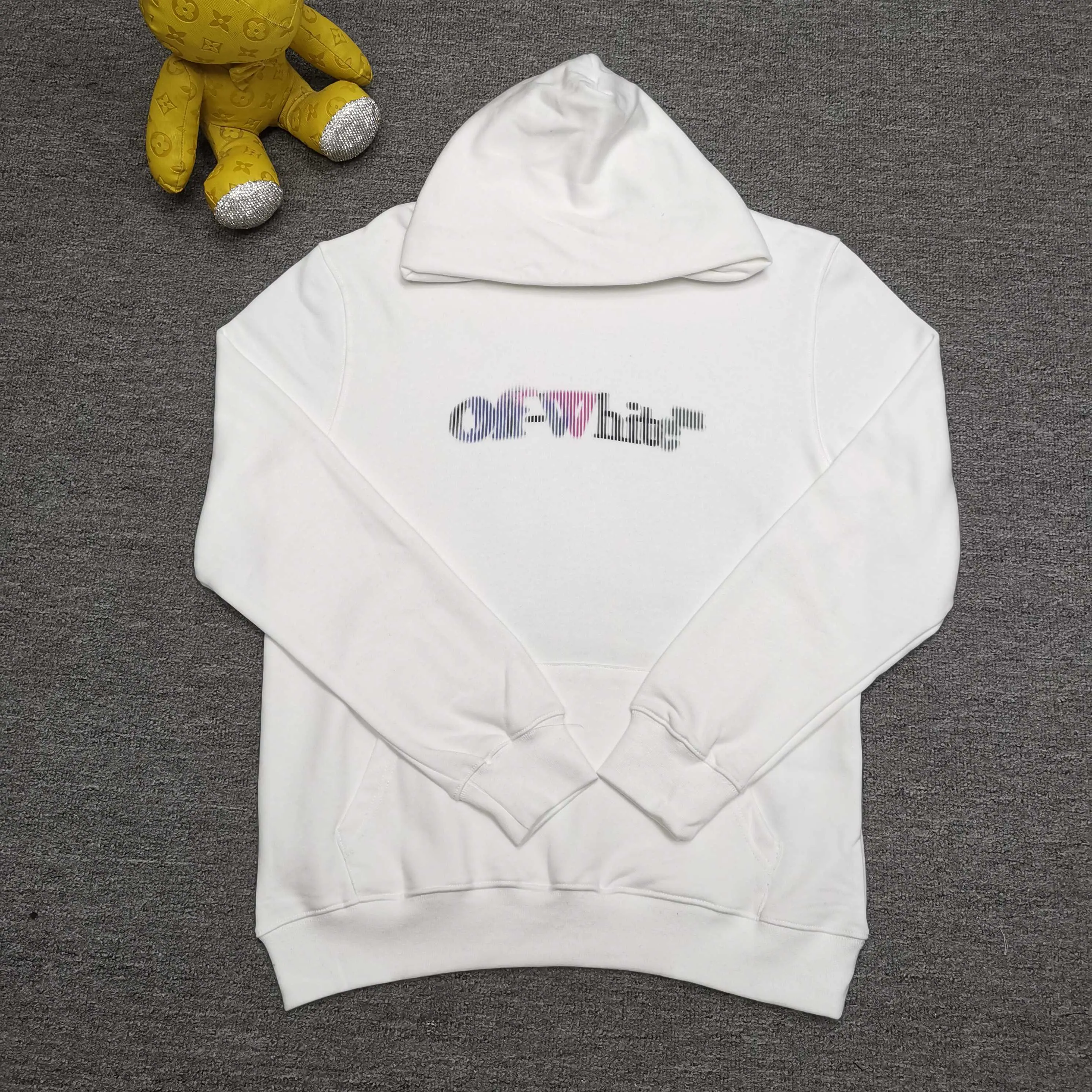 off white 25ss new portrait oil painting 460g washable hooded sweatshirt color. Black White Size: S M L XL P410